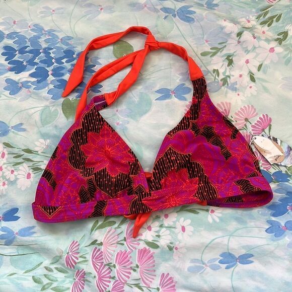 Prana Other - Prana Bikini Triangle Top Neon Berry Scallop L